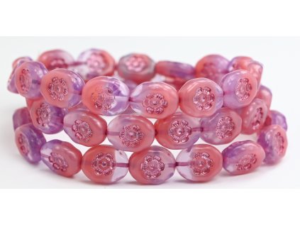 Flowers in oval 14x11mm - Pressed beads