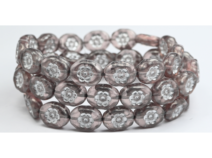 Flowers in oval 14x11mm - Pressed beads