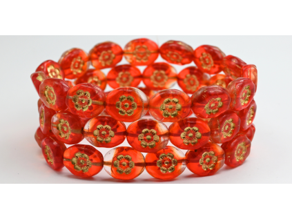Flowers in oval 14x11mm - Pressed beads