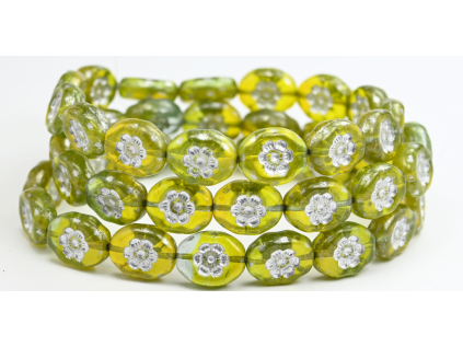Flowers in oval 14x11mm - Pressed beads