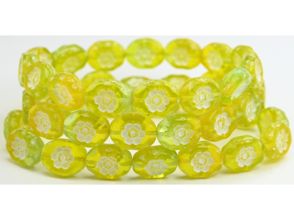 Flowers in oval 14x11mm - Pressed beads