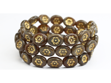 Flowers in oval 14x11mm - Pressed beads