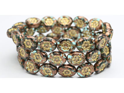 Flowers in oval 14x11mm - Pressed beads
