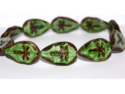 Table cut beads - Dragonfly on the leaf