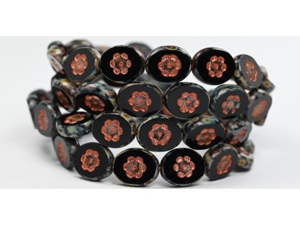 Flowers in oval 14x11mm - Table cut beads