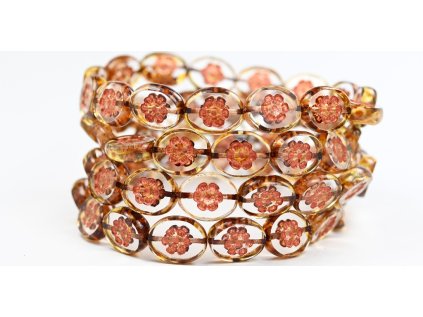 Flowers in oval 14x11mm - Table cut beads