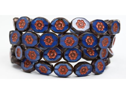 Flowers in oval 14x11mm - Table cut beads