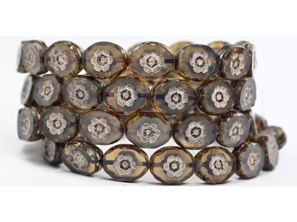 Flowers in oval 14x11mm - Table cut beads
