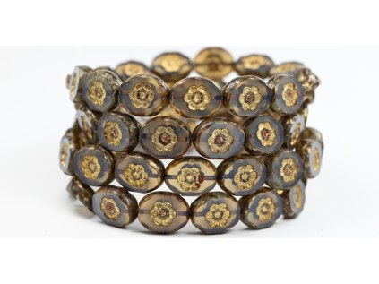 Flowers in oval 14x11mm - Table cut beads