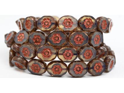 Flowers in oval 14x11mm - Table cut beads