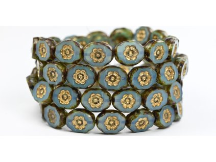 Flowers in oval 14x11mm - Table cut beads
