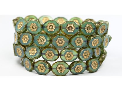 Flowers in oval 14x11mm - Table cut beads