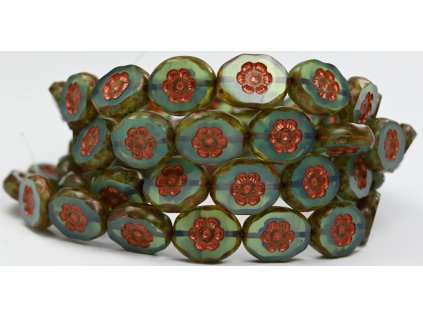 Flowers in oval 14x11mm - Table cut beads
