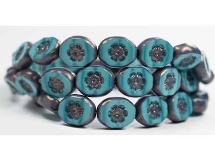 Flowers in oval 14x11mm - Table cut beads