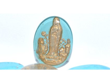Cabochon -20x15mm- Religious motifinscription: VIEREEDE LOURDES
