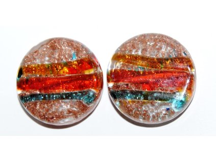 Lamp Beads - Lines with aventurine - 30mm