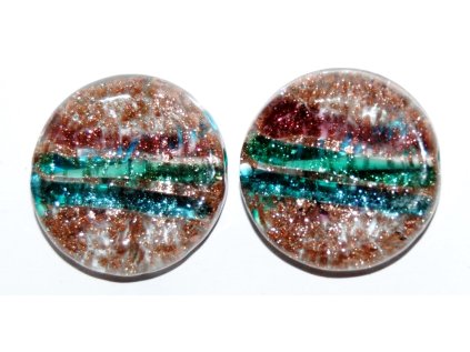 Lamp Beads - Lines with aventurine - 30mm