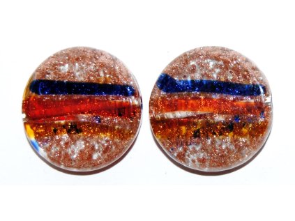 Lamp Beads - Lines with aventurine - 30mm