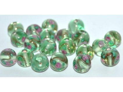 Lamp Beads - 10mm -Flower with Aventurine