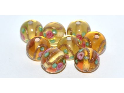 Lamp Beads - 10mm -Flower with Aventurine