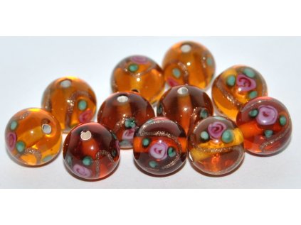 Lamp Beads - 10mm -Flower with Aventurine