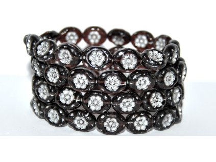 Flowers in oval 14x11mm - Pressed beads