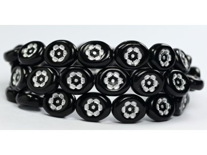 Flowers in oval 14x11mm - Pressed beads