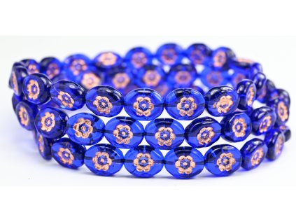 Flowers in oval 14x11mm - Pressed beads