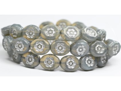Flowers in oval 14x11mm - Pressed beads