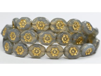 Flowers in oval 14x11mm - Pressed beads