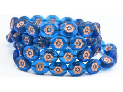 Flowers in oval 14x11mm - Pressed beads