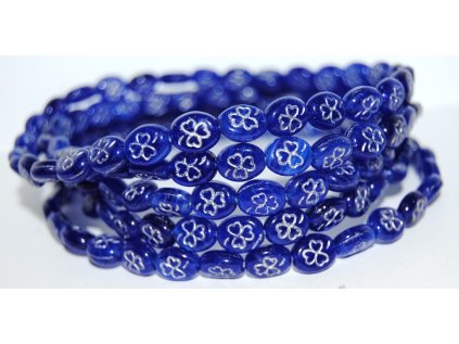 Pressed Beads - ovals with flowers 10x8mm