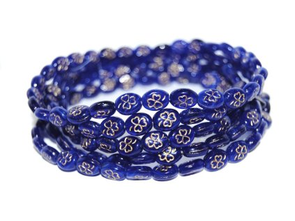 Pressed Beads - ovals with flowers 10x8mm