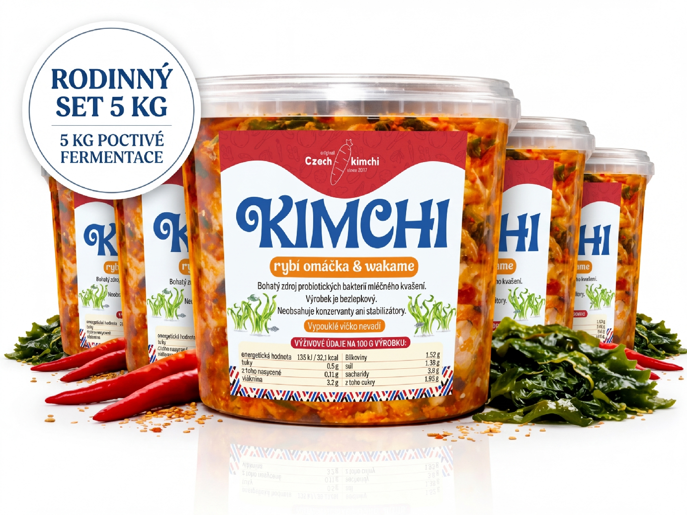 Rodinné balení Kimchi s rybí omáčkou a wakame 5× 1 kg