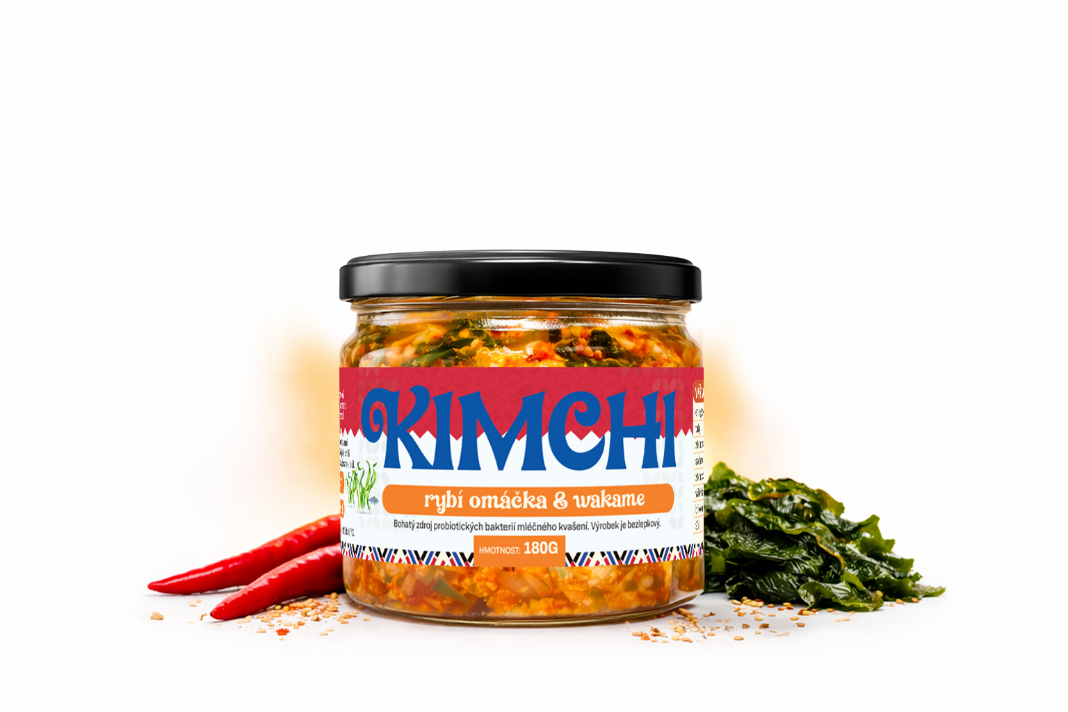 Kimchi s rybí omáčkou a řasou wakame 180g