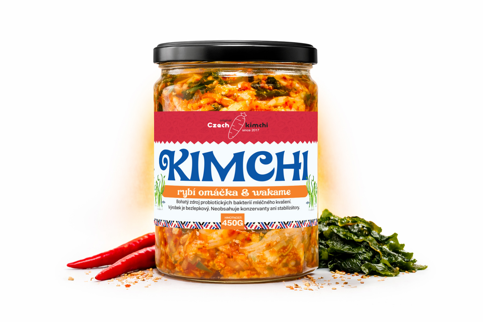 Kimchi s rybí omáčkou a řasou wakame 450g
