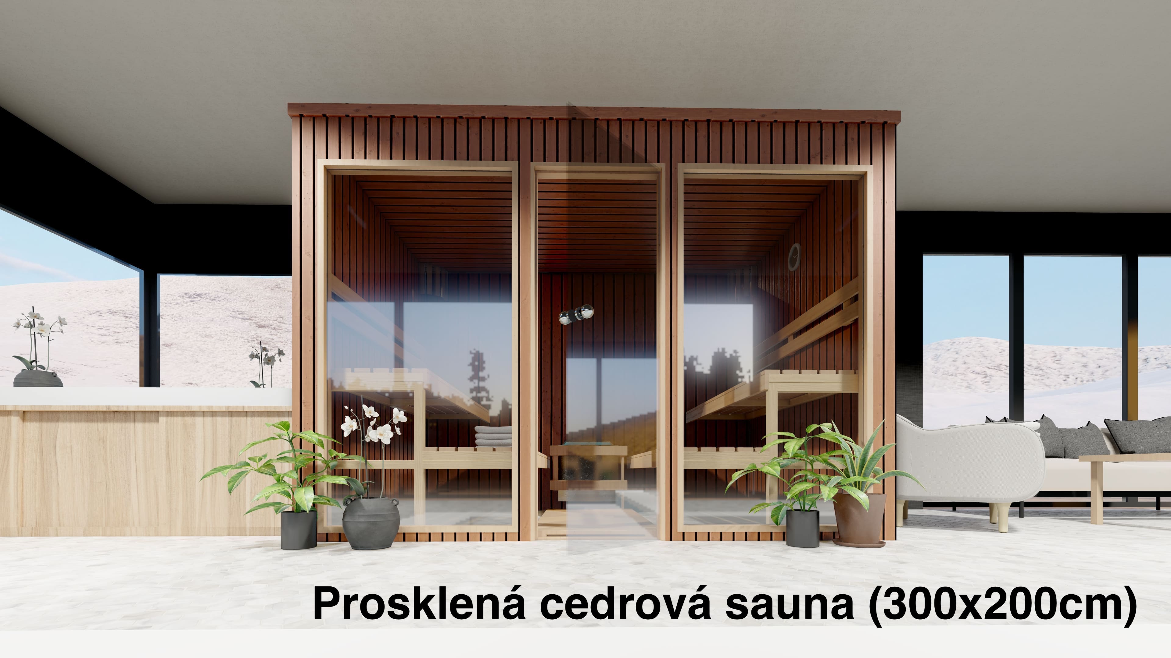 Prosklená Cedrová Sauna