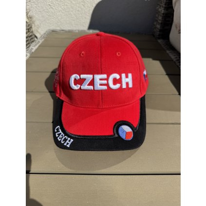 Kšiltovka CZECH – červená s vlajkou ČR