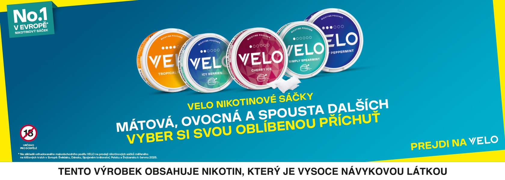 VELO oblíbené příchutě