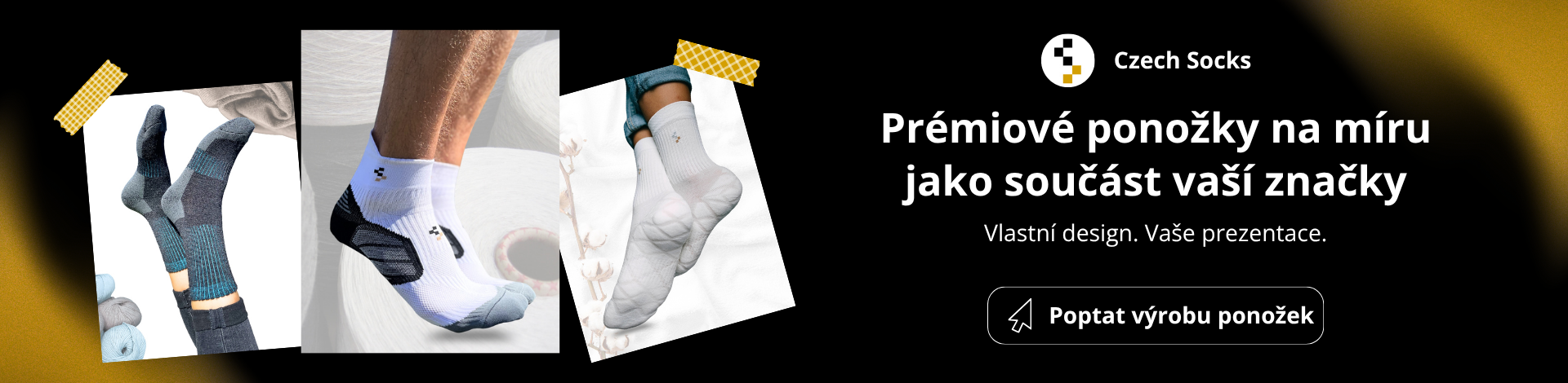 Prémiové ponožky na míru jako součást vaší značky! Ozvětě se nám.