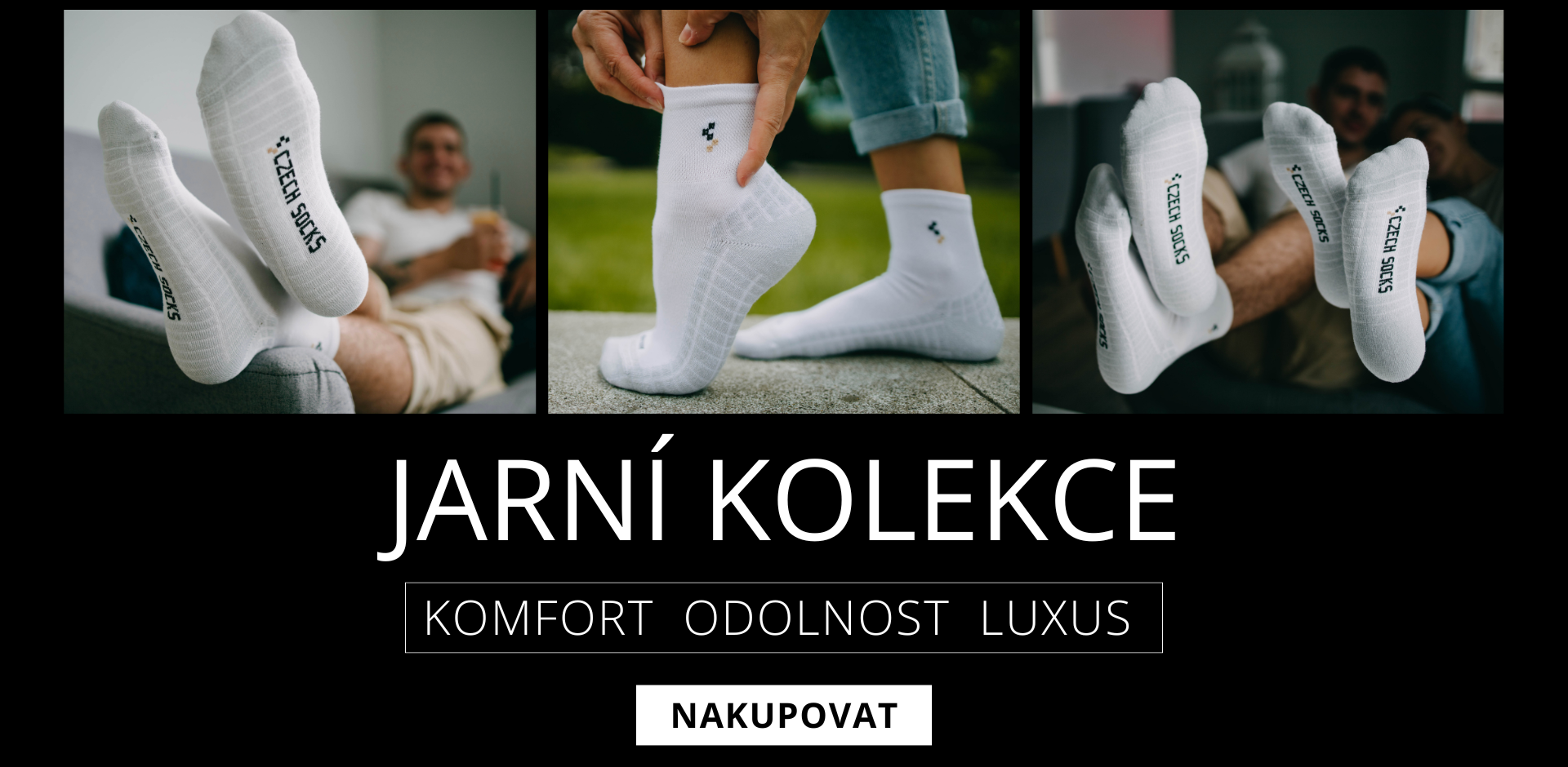 Jarní kolekce českých ponožek z Orlických hor.