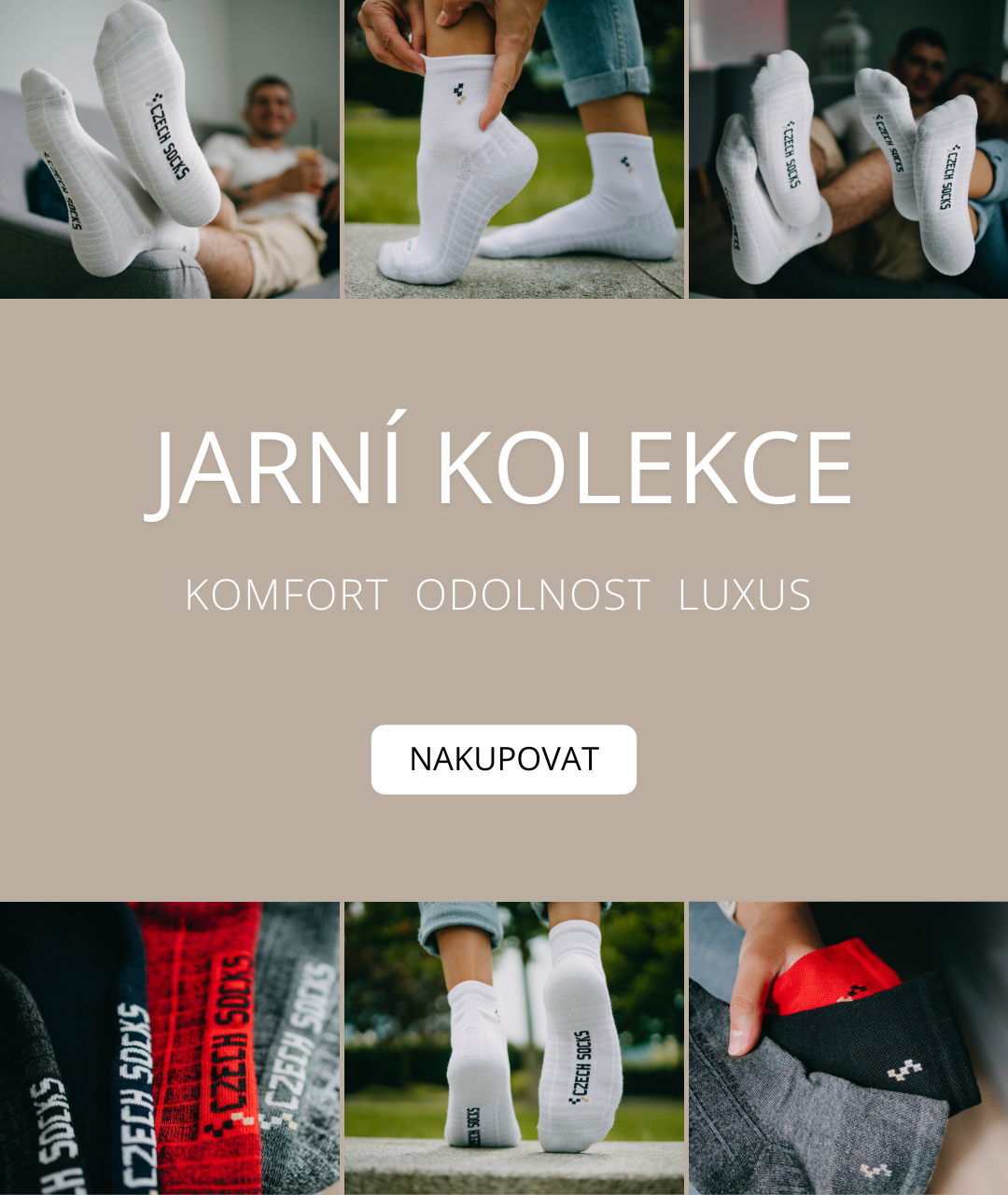 Jarní kolekce českých ponožek z Orlických hor.