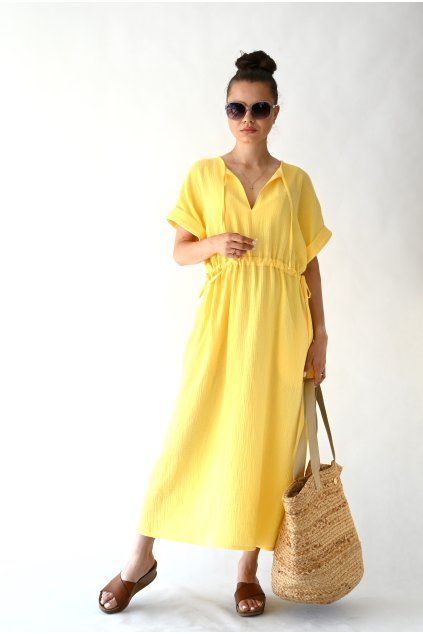 Šaty Caroli mušelín yellow
