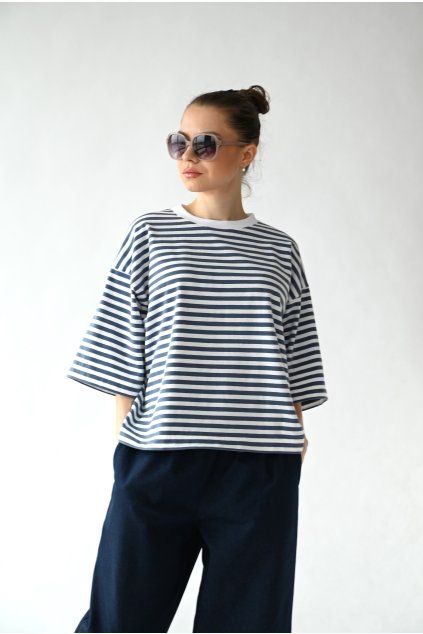T-shirt top stripe blue