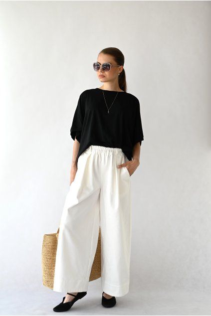 Kulotky Daria denim bílá