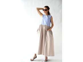 Šaty Josie color block blue/beige