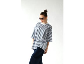 T-shirt top long stripe blue
