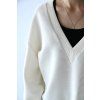 Oversize V-neck svetr krémová