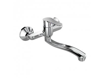 CB301Z Dřezová nástěnná baterie, Zuna, 150 mm, s ramínkem plochým vyhnutým 210 mm, chrom | czkoupelna.cz