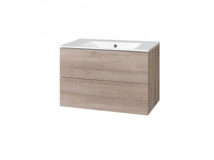 Koupelnová skříňka AIRA s keramický umyvadlem 80 cm, dub | czkoupelna.cz